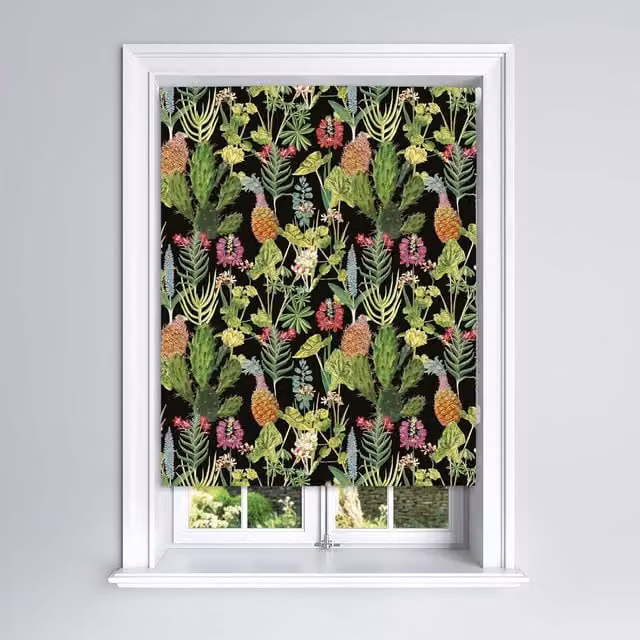 Lister Cartwright Tropical Plants Design Blackout Roller Blinds, Multicolour, W: 120 cm, H: 160 cm