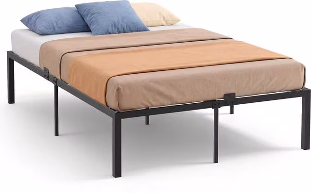 Costway Modern Heavy Duty Metal Platform Bed in Black, W/D/H: 140 x 200 cm