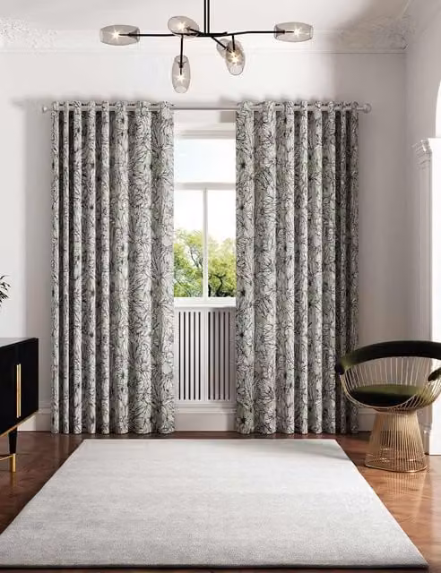 Ted Baker Floral Cotton Eyelet Curtains, Light Green, H: 229 cm x W: 168 cm