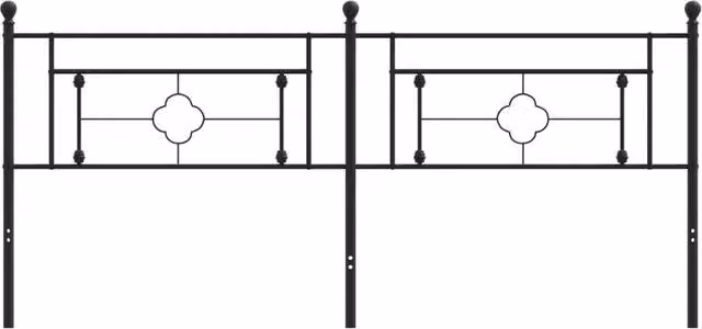 Berkfield Home Classic Metal Headboard in Matt Black, W/H: 200 x 200 cm