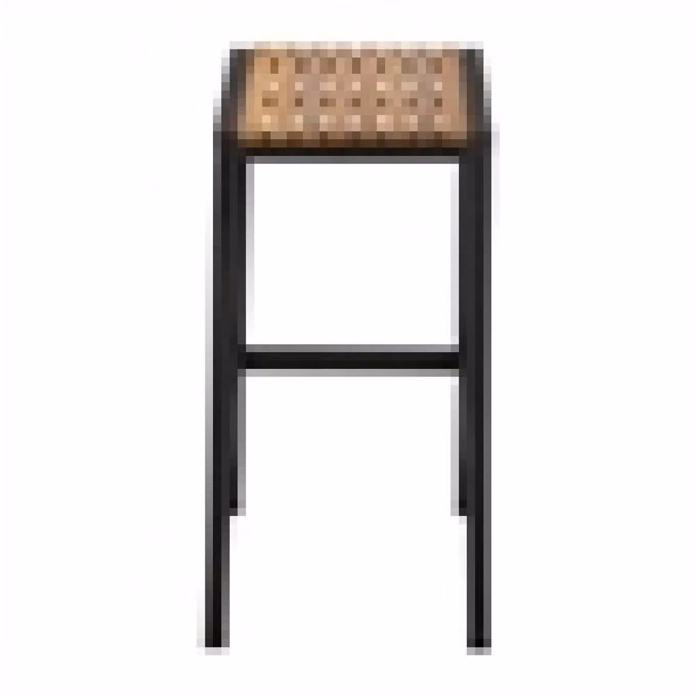 netfurniture Juneau Fixed Height Bar Stool Pair in Black Steel and Acacia Wood – 2