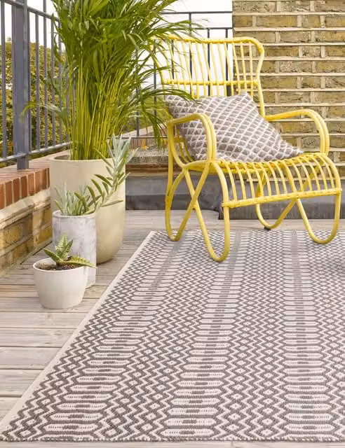 Asiatic Halsey Geometric Grey Indoor and Outdoor Flat Weave Runner Rug