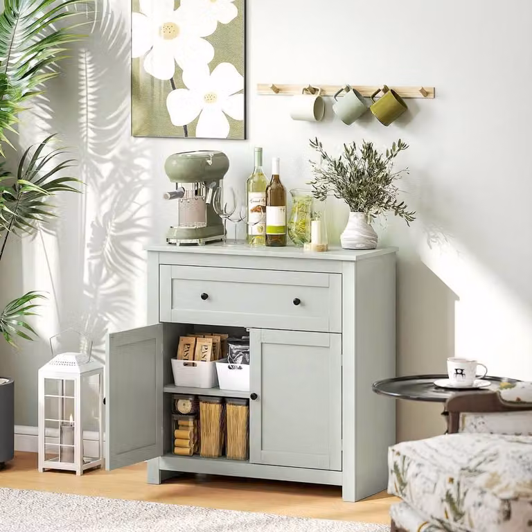 STILVORA Modern Green and Black Sideboard with Drawer and 2 Doors