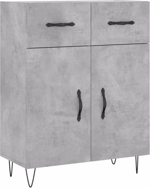 Berkfield Home Modern Sideboard in Concrete Grey, W/D/H: 69.5 x 34 x 90 cm