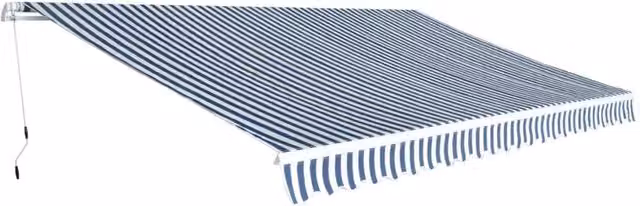 Berkfield Home Manual Operated Folding Awning with Crank, Blue and White Striped Polyester Fabric, Width: 500 cm – 1