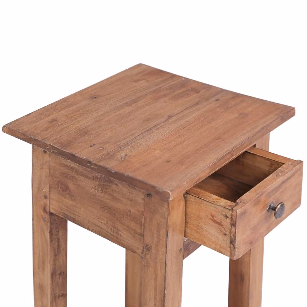 Berkfield Home Vintage Lacquered Solid Wood Plant Stand in Brown, W/D/H: 30 x 30 x 75 cm – 4