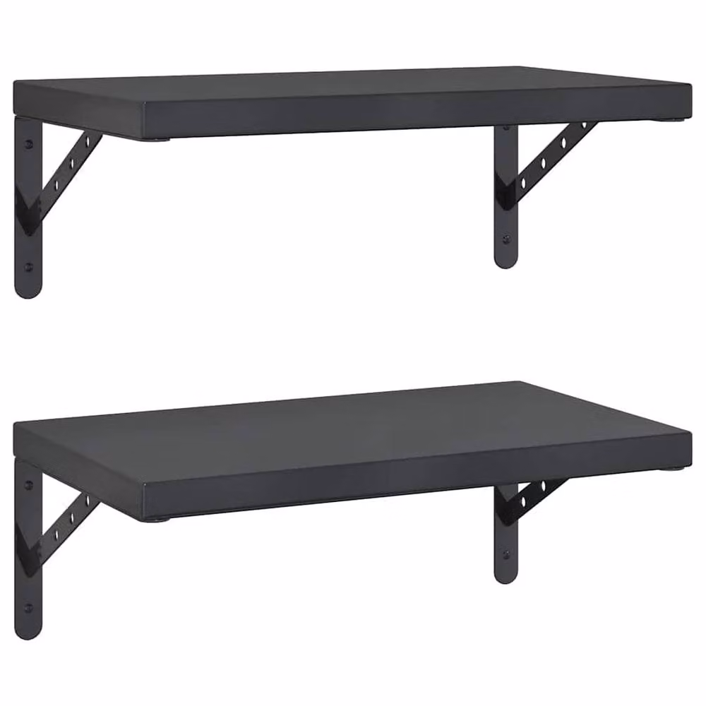 Berkfield Home Black Stainless Steel Wall Mounted Shelves, 2 Pack, W: 50 cm, D: 30 cm – 2