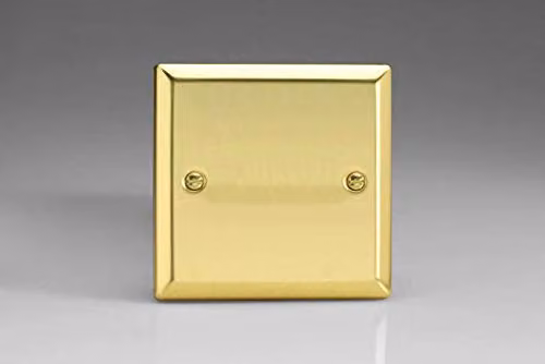 Varilight Single Flush Blank Plate in Victorian Brass Yellow