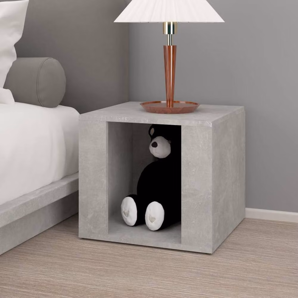 Berkfield Home Bedside Table in Concrete Grey, W/D/H: 41 x 40 x 36 cm – 2
