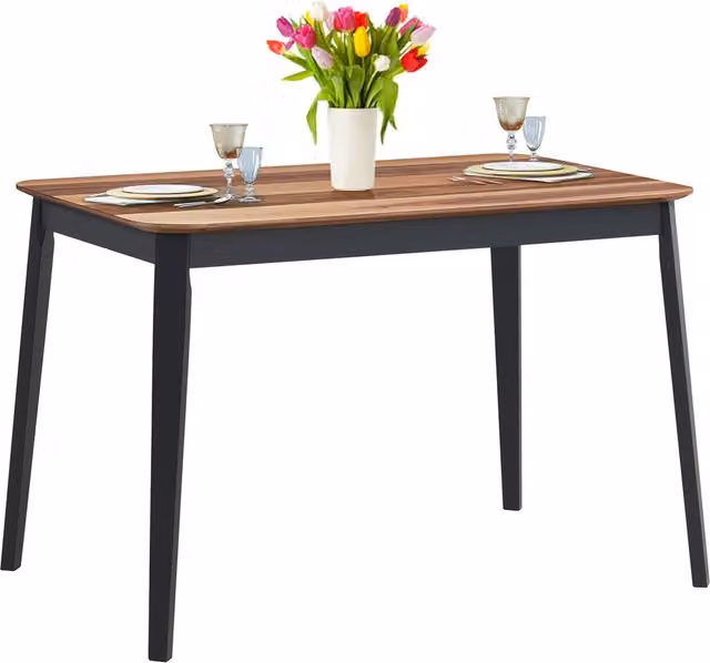 Costway Minimalist Rectangular Kitchen Dining Table in Brown with MDF and Rubberwood Legs