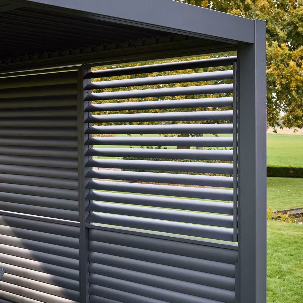 Sweekeek Adjustable Aluminium Louver Panel for Triomphe 4x3m Pergola, Dark Grey, Width: 130 cm – 3