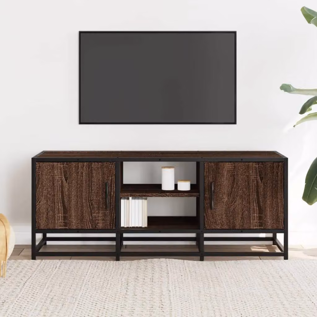 Berkfield Home Industrial TV Cabinet in Brown Oak, W/D/H: 100 x 35 x 41 cm – 3