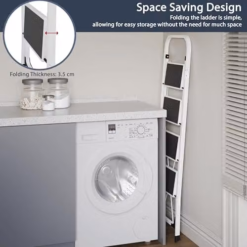 Home Vida 4 Step Heavy Duty Steel Folding Ladder in White, Max Load 150kg, H 127 cm x W 47 cm – 3