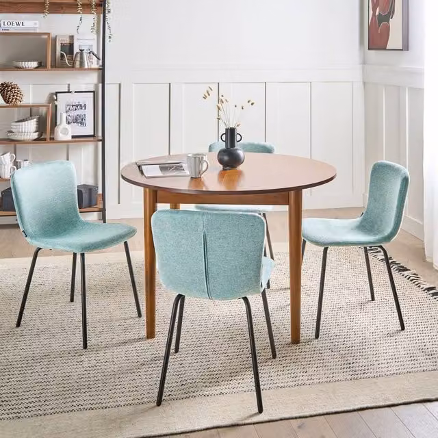 Wyld Haus Set of 4 Mint Green Upholstered Dining Chairs with Black Metal Legs – 1