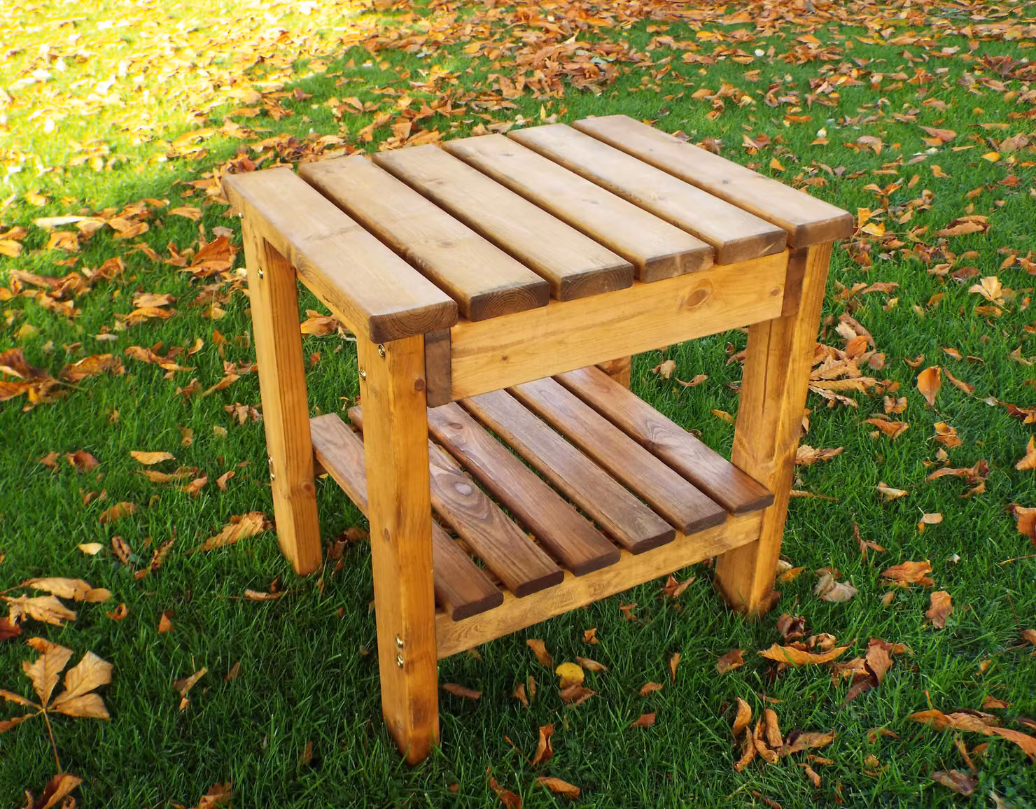 Charles Taylor Rustic Brown Oiled Wood and Metal Companion Table – 2