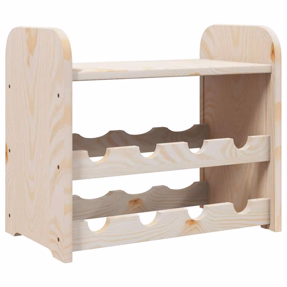 Berkfield Home Beautiful Wine Rack with Top Board in Natural Solid Pine Wood, W/D/H: 43 x 25 x 37 cm – 3