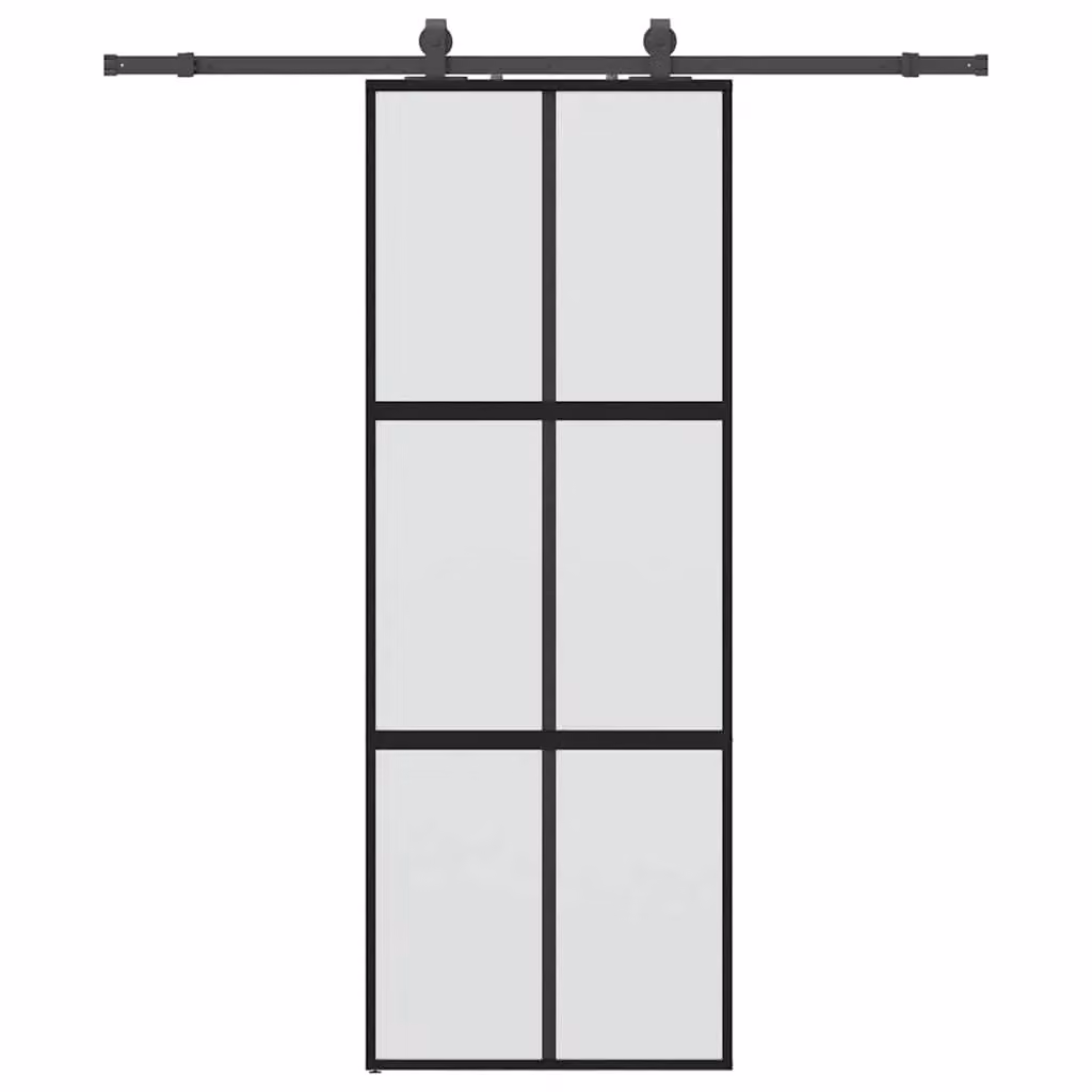 Berkfield Home Modern Black Sliding Glass Door with Hardware Set, W: 76 cm, H: 205 cm – 2
