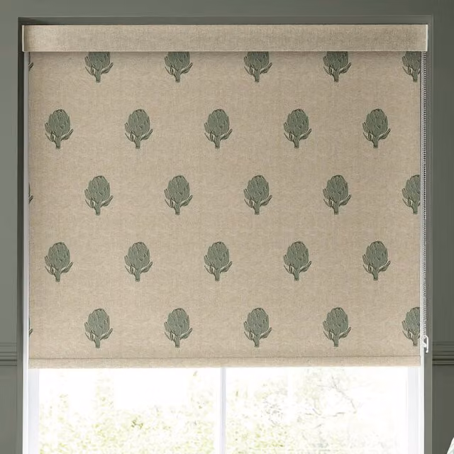 Emily Bond Globe Made to Measure Blackout Roller Blind in Fern Green and Black