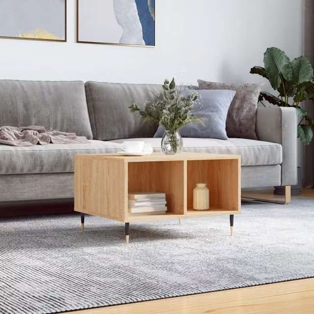 Berkfield Home Sonoma Oak Coffee Table in Brown, W: 60 cm, D: 50 cm, H: 36.5 cm