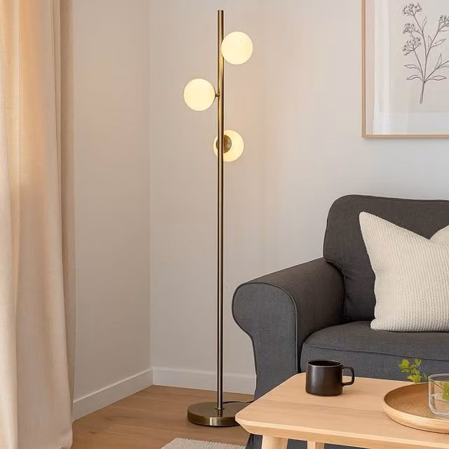Pagazzi Lighting Lior 3-Light Floor Lamp in Gold and Antique Brass