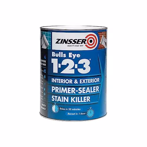 Zinsser Bullseye 1-2-3 Primer-Sealer and Stain Killer, 5 Litre, White