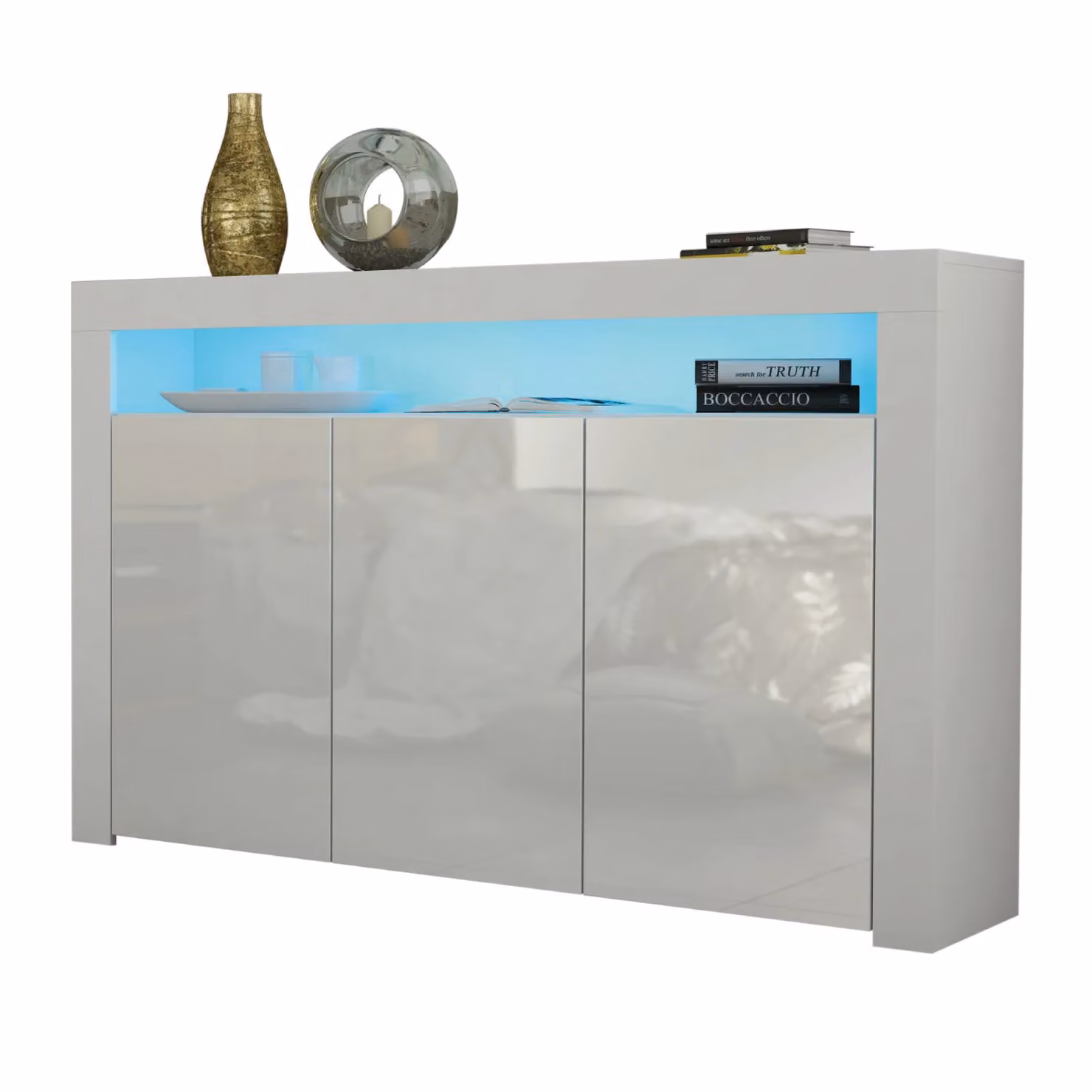 Creative Furniture Aether Modern White Gloss Sideboard with Integrated LED Lighting W: 155 cm – 2