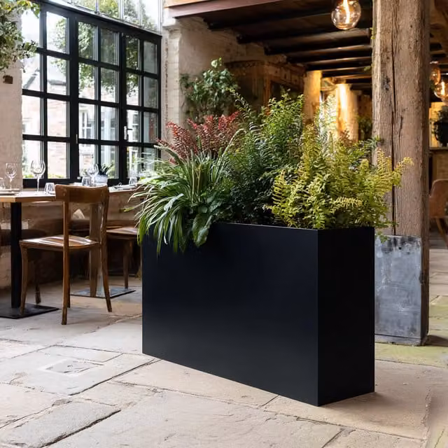 Nicoman Black Galvanised Steel Metal Planter Tub, W/D/H: 90 x 30 x 82 cm