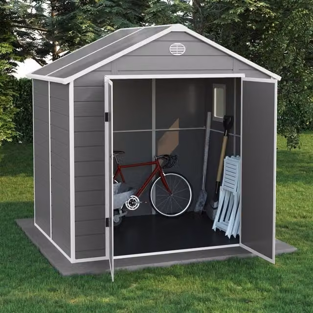 BillyOh Kingston Apex Plastic Gable Shed with Floor, Grey