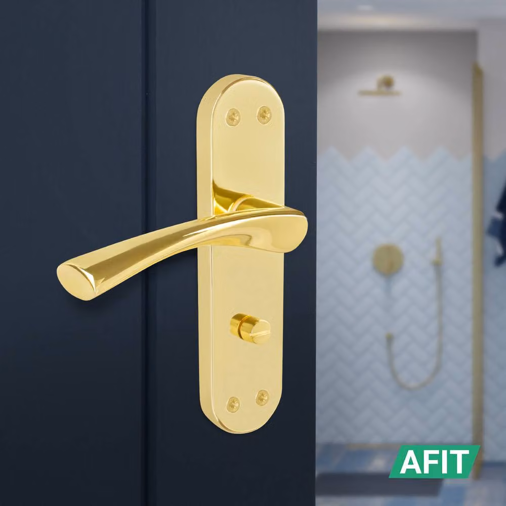 AFIT Polished Brass Twist Bathroom Handle WC Privacy Set in Gold, 1 Pair – 3