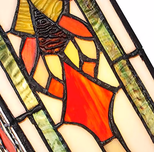 Happy Homewares Art Deco Tiffany Easy Fit Pendant Shade in Multicolour Green, Amber and Red Stained Glass, Rectangular Shape – 2