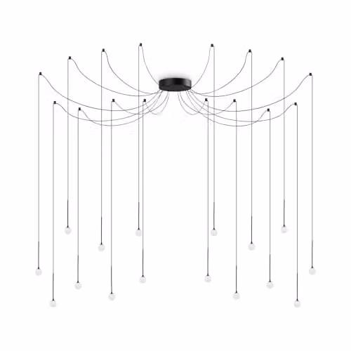 Netlighting LUCCIOLA 16 Light LED Cluster Pendant Ceiling Light in Black, 3000K Warm White