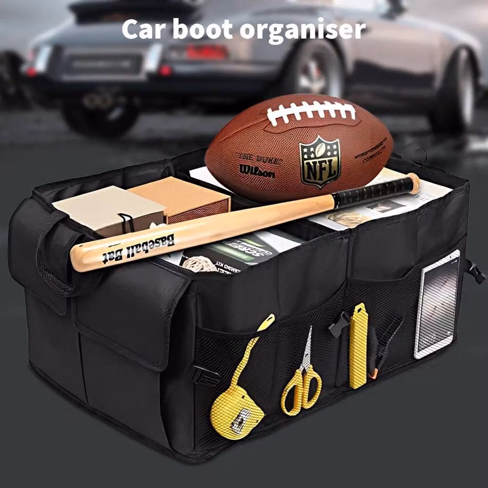 KORVIXA Portable Foldable Car Boot Organiser in Black – 3