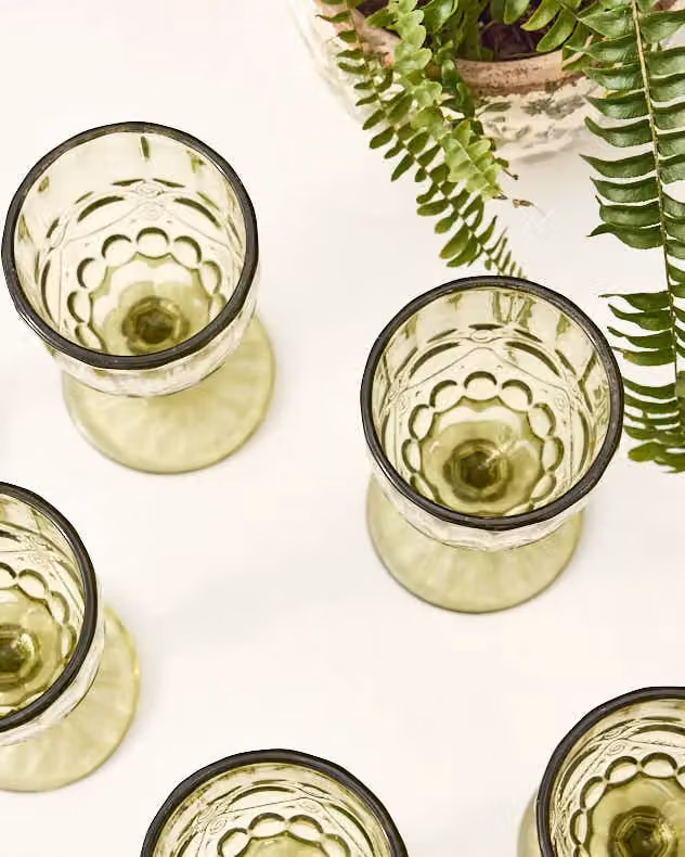 Dibor Set of 6 Green Geometric Luxury Wine Goblets, 350ml per glass – 3