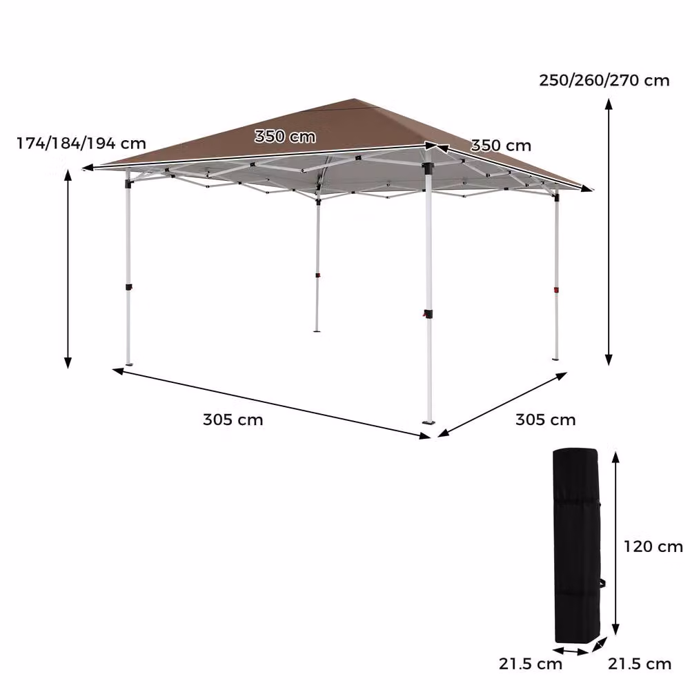Gymax 3.5m Commercial Pop Up Canopy Instant UPF50+ Tent in Brown – 2