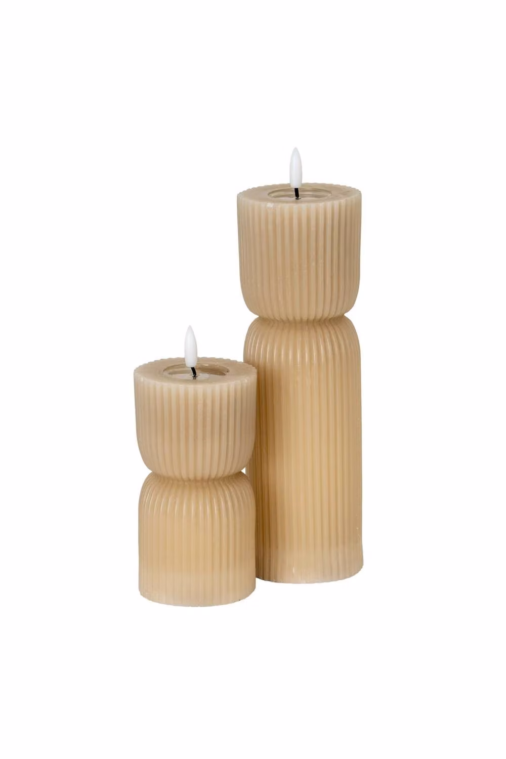 KDMD Luxe Collection Natural Glow Stone Carved LED Pillar Candle in Light Brown, W/D/H: 15.24 x 15.24 x 6.985 cm – 3