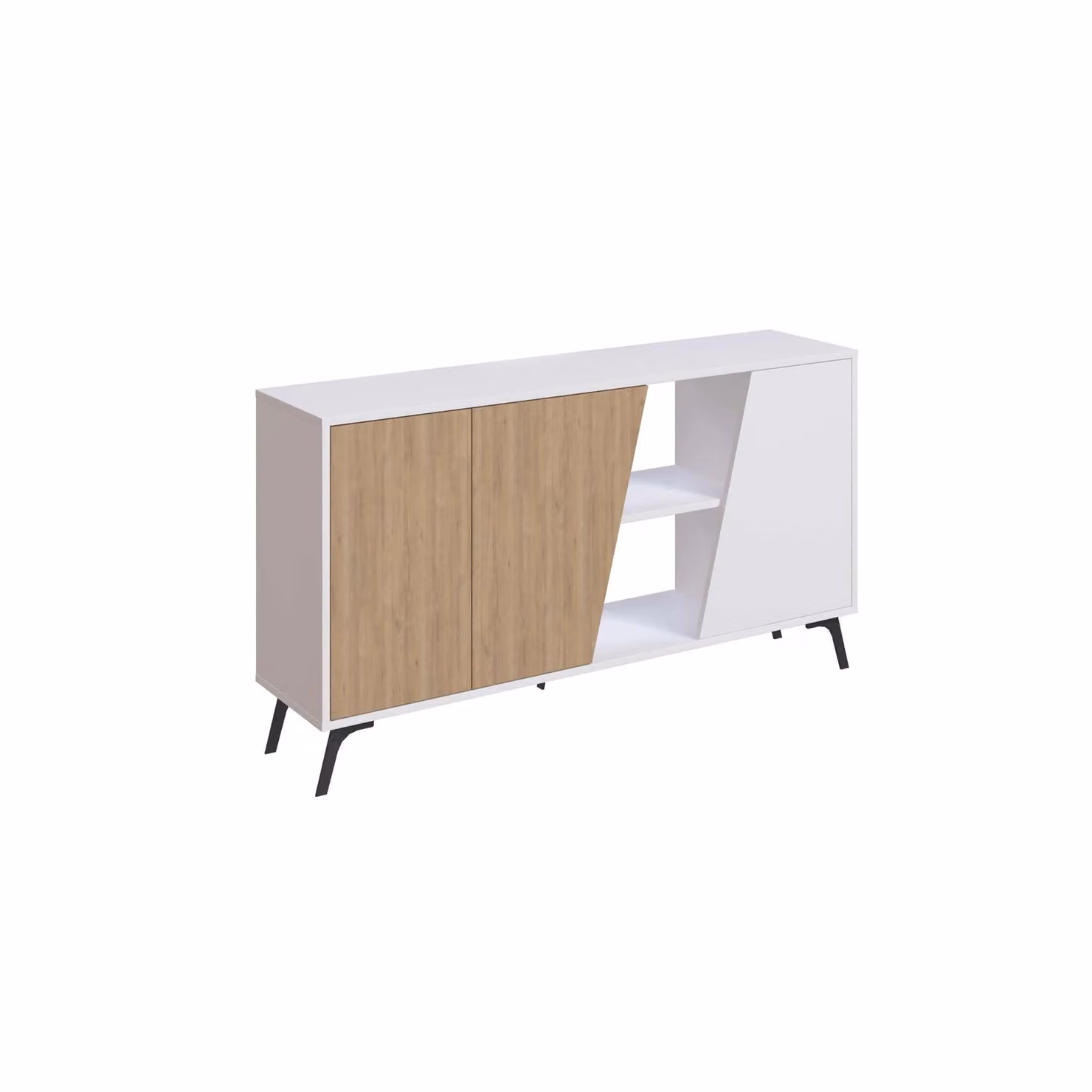 Decortie Modern Sideboard Cabinet Storage Console in White, 2 Pack – 2