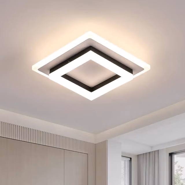 Goeco Modern Square LED Ceiling Light, 24W, 4500K, Black – 1