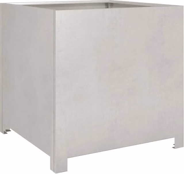 Berkfield Home Silver Stainless Steel Garden Planter Tub W/D/H: 50 x 50 x 50 cm