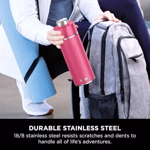 Ninja Thirsti Vacuum Insulated Stainless Steel Water Bottle and Flask, Pink, 530 ml – 5