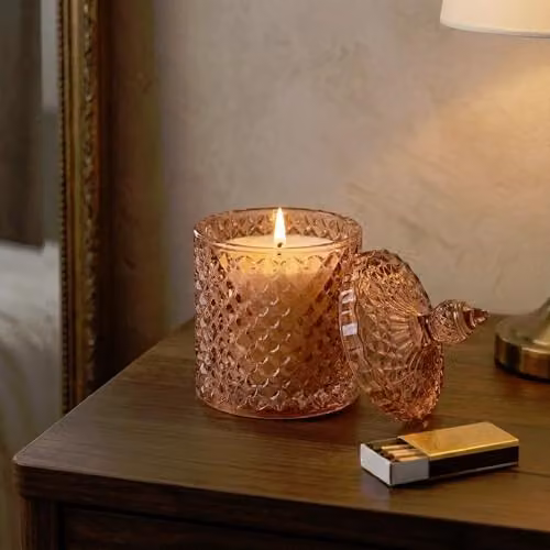 Candlelight The Silk Road Collection Moroccan Style Glass Jar Candle in Pink and Multicolour – 2