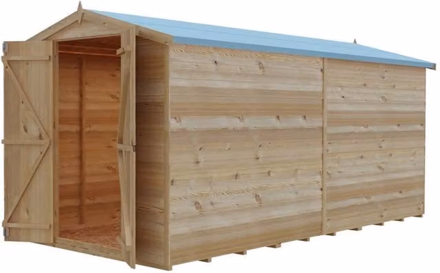 Shires Overlap Double Door Garden Shed in Brown