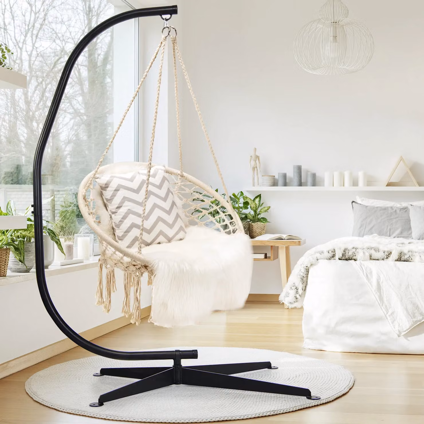 Costway C-Shaped Hammock Chair Stand in Black – 2