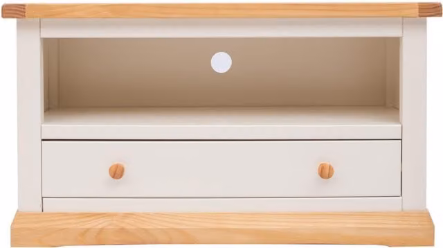 Cabinet Bits Trevi White 1 Drawer TV Stand in Waxed Pine Wood