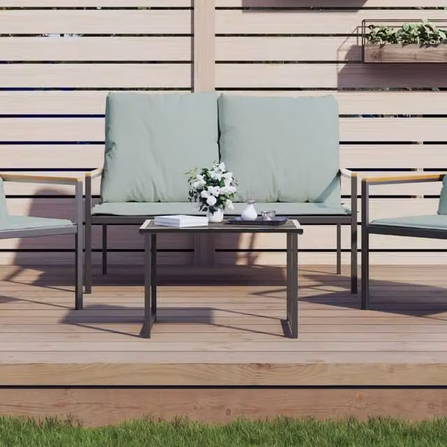 Berkfield Home Modern Garden Table in Anthracite Black Metal, W/D/H: 55 x 40 x 37 cm – 1