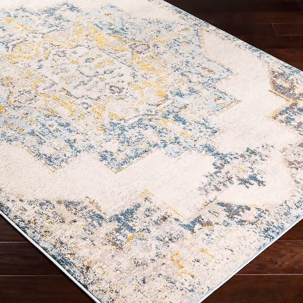 Livabliss Ankara Vintage Blue and Beige Traditional Boho Rug, W x W: 200 x 200 cm – 4
