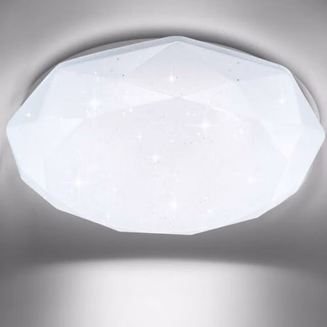 ExtraStar 24W LED Integrated Flush Ceiling Light, Cool White, Diameter: 38 cm, White