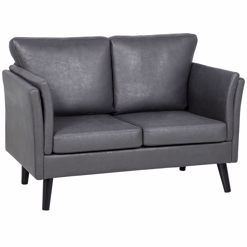 Wyld Haus Ravi Grey Faux Leather 2 Seater Sofa W/D/H: 137 x 72 x 88 cm – 2