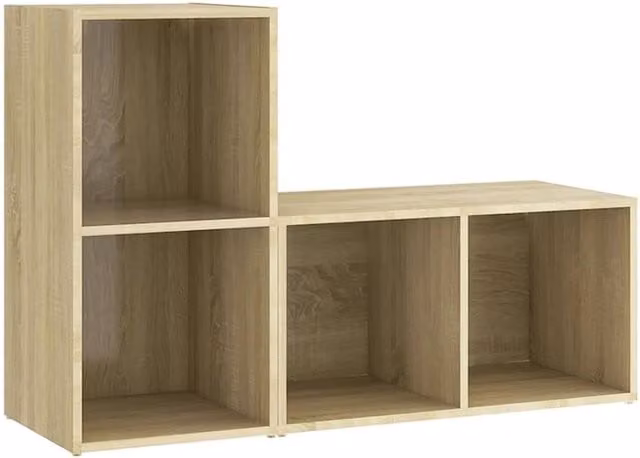 Berkfield Home Set of 2 Sonoma Oak TV Cabinets in Brown, W/D/H: 72 x 35 x 36.5 cm – 1