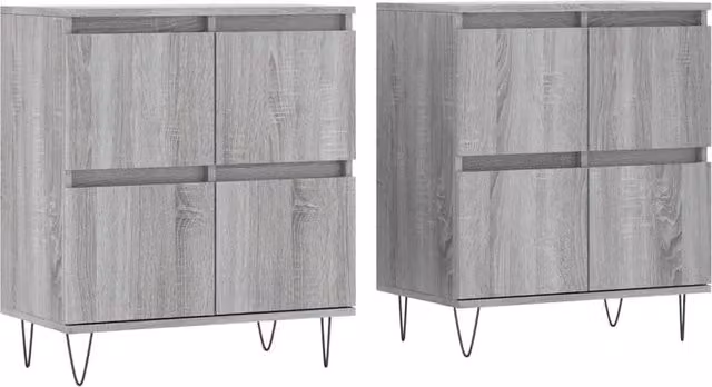 Berkfield Home Set of 2 Grey Sonoma Sideboards in Matt MDF – 1