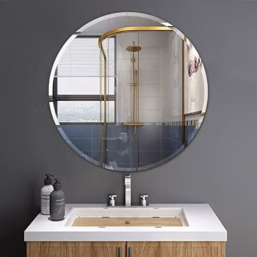 DEENZ Round LED Wall Mounted Mirror in Beige, W/D: 40 x 40 cm – 2
